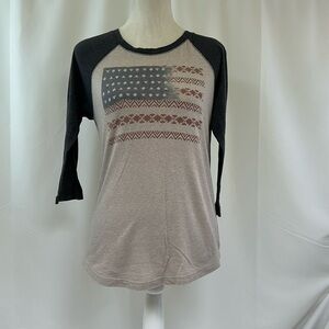 Billabong American Flag Baseball T-Shirt Size Medium